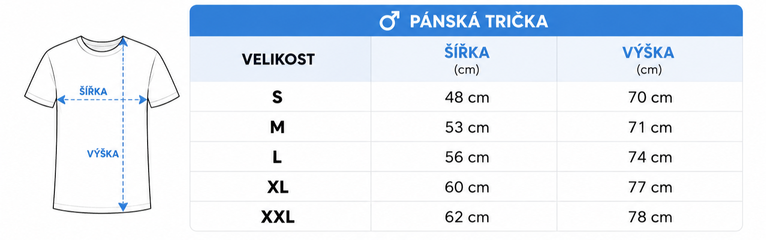 Tabulka velikostí pánských triček