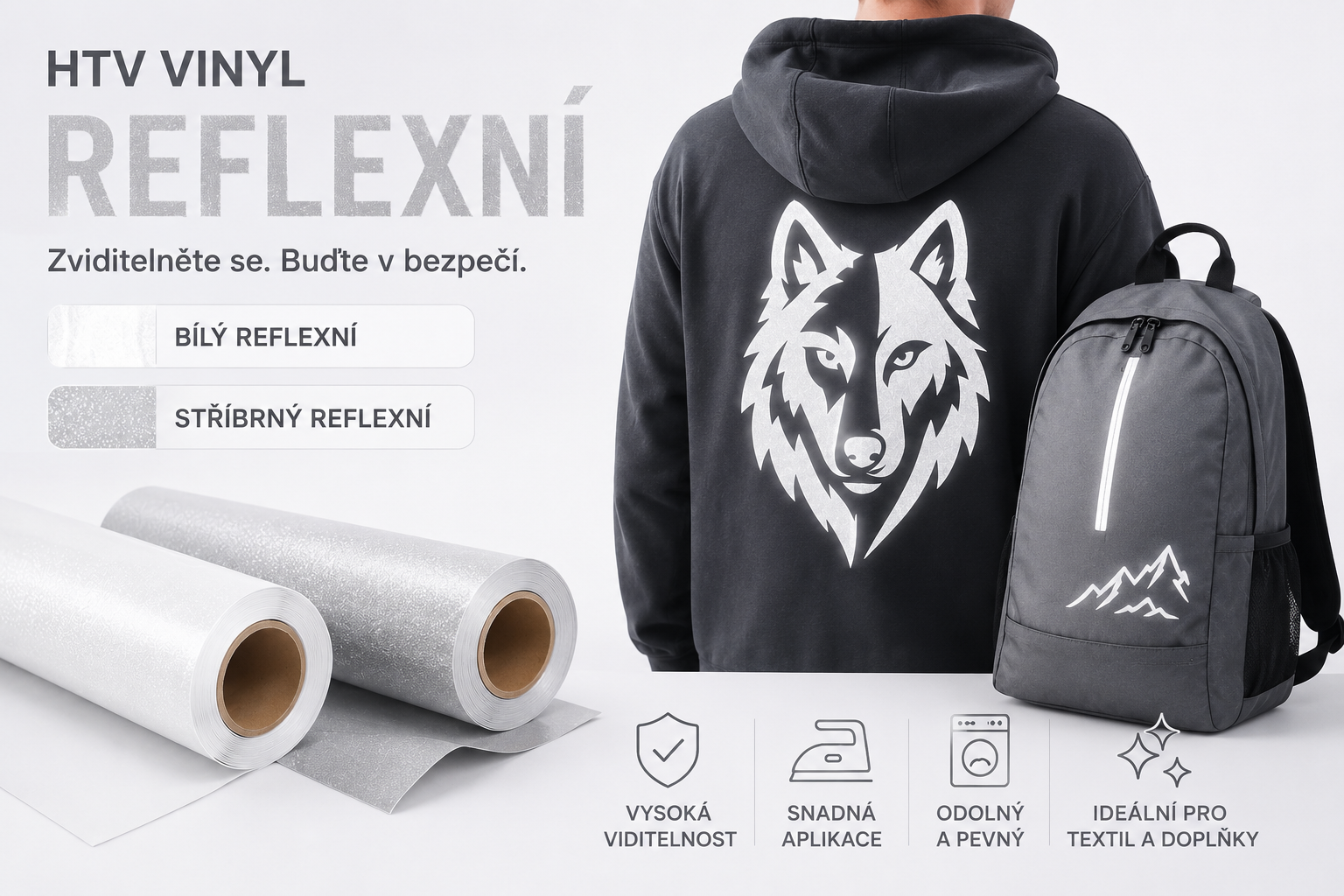 Reflexní nažehlovačka – Texty a Loga