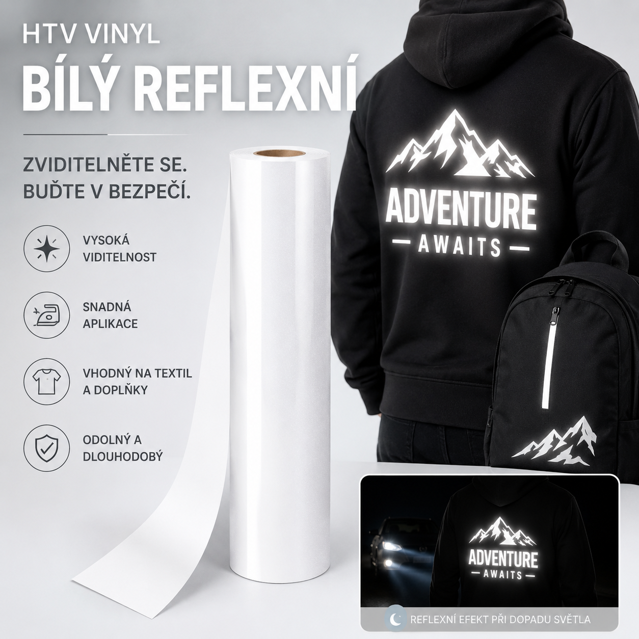 Reflexní nažehlovačka – Texty a Loga