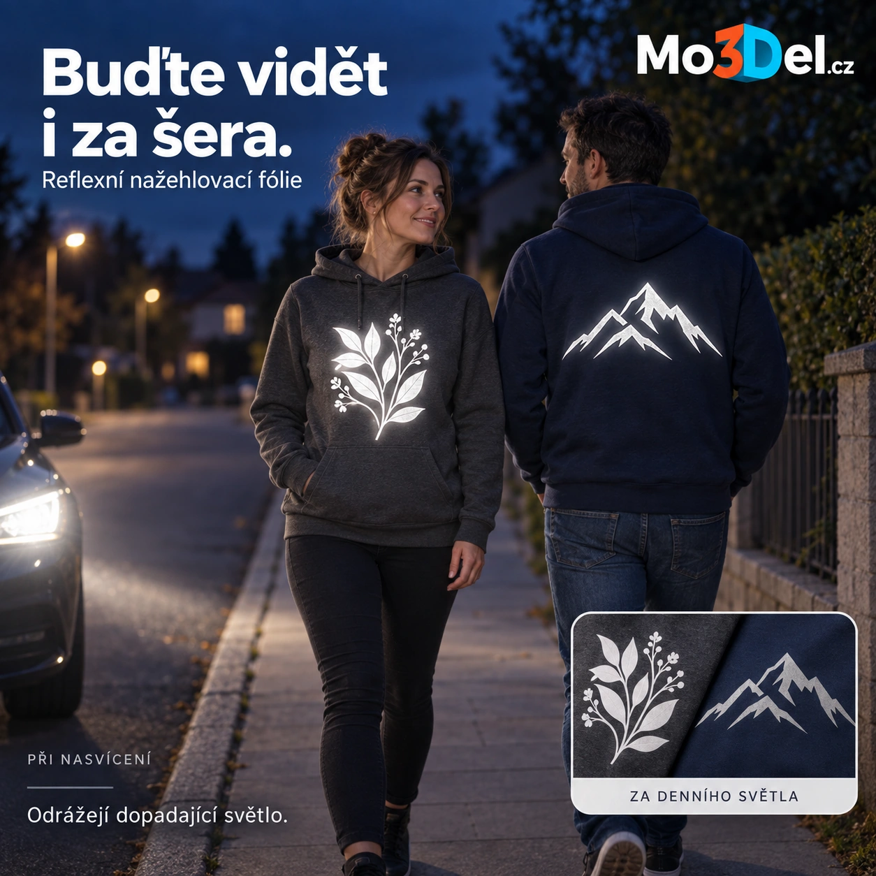 Reflexní nažehlovačka – Jednobarevné texty a motivy