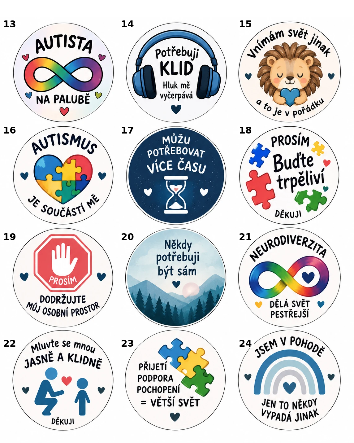 Nažehlovačky PAS – motivy 13 až 24
